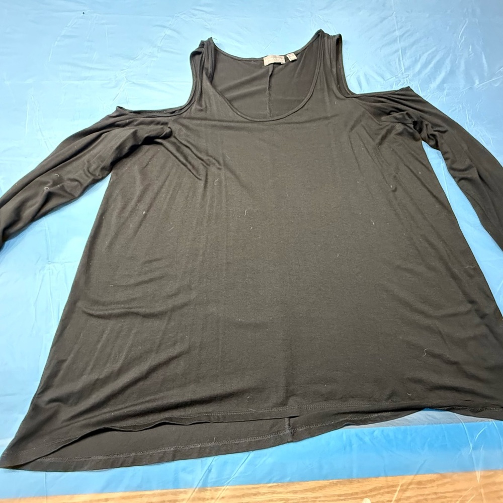 Elegant Black Cold Shoulder Long Sleeve Top